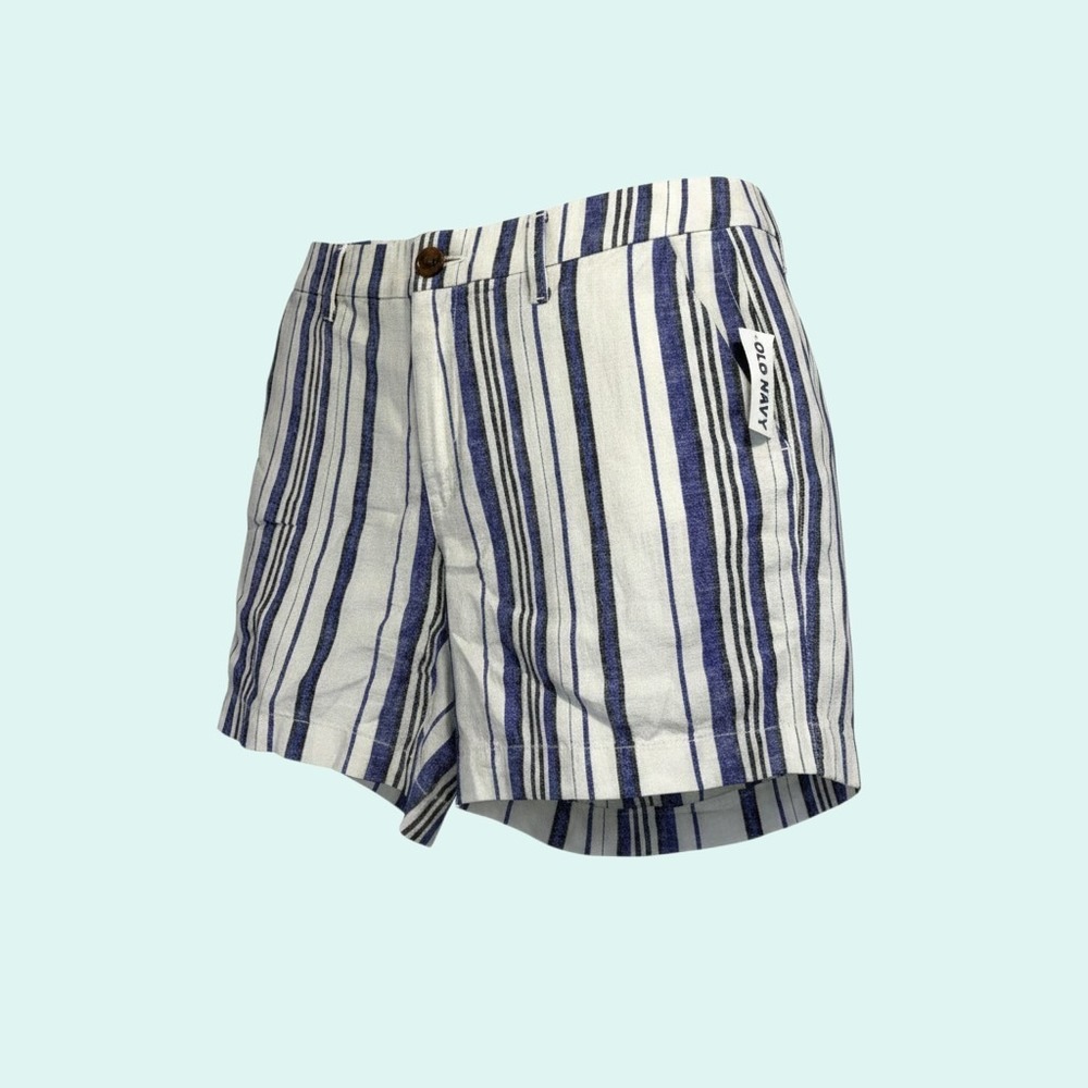 Old Navy Women's Size 6 Striped Linen Blend Everyday Shorts Cuffed Pockets